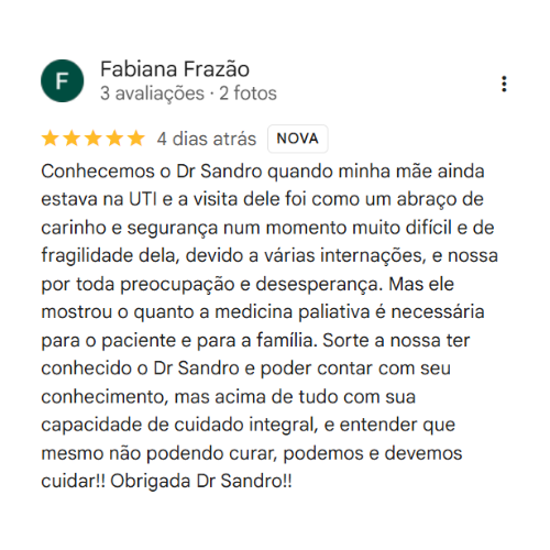Depoimento de Fabiana Frazão - avaliação 5 estrelas sobre o Dr. Sandro